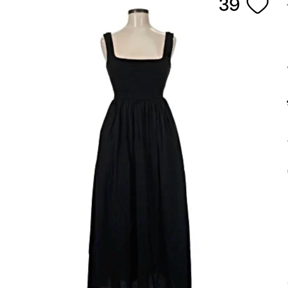 Wayf Black Square-Neck Maxi Dress